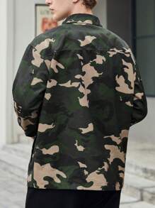 Manfinity VCAY Áo khoác nam in chữ và họa tiết rằn ri cỡ lớn, dành cho mùa thu đông - Nhiều màu - Xem 2