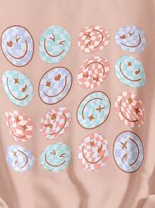 SHEIN EZwear Cartoon Graphic Drop Shoulder Sweatshirt - Baby Pink - View 5