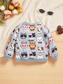 SHEIN 女嬰卡通圖案運動衫 - 灰色 - 查看 2