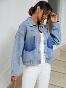 SHEIN LUNE Drop Shoulder Denim Jacket