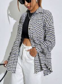 Flirla Geo Print Opuszczane ramiona Płaszcz