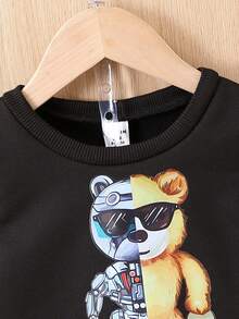 男嬰熊和字母圖案衛衣和衛褲 - 黑色 - 查看 4