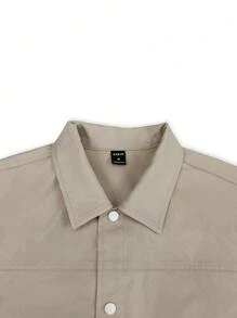 Manfinity Homme 男士素色前紐扣夾克 - 杏色 - 查看 5