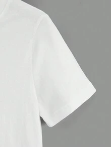 SHEIN Maglietta a manica corta tinta unita, 100% cotone - Bianco - Visualizzare 4