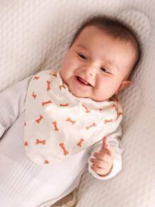 3pcs/set Baby Printed Bandana Bibs (paw Print, Black Polka Dot, Grey Bone)