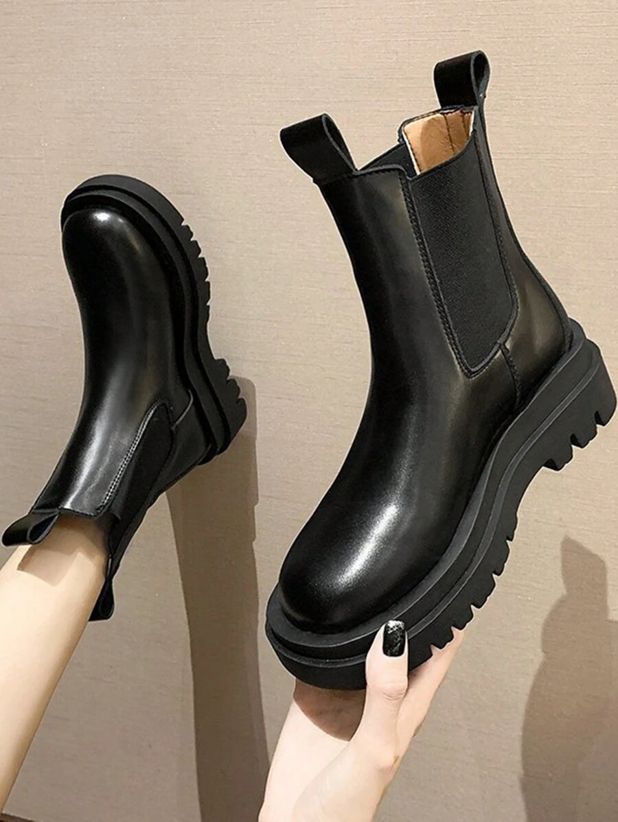 秋冬季女士流行百搭舒适高筒弹力套穿靴，派对靴