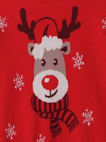 SHEIN Áo len họa tiết bông tuyết và nai sừng tấm Giáng sinh của Tween Girl cho Giáng sinh - Nhiều màu - Xem 6