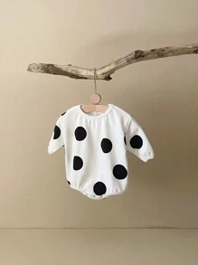 女嬰圓點印花連體衣 - 白色 - 查看 5