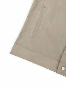 Manfinity Homme 男士素色前紐扣夾克 - 杏色 - 查看 3