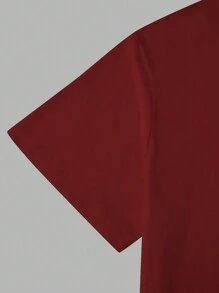 Manfinity Homme 男士宇航員印花T恤 - 酒紅色 - 查看 3