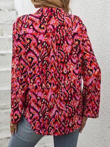 Chiquease Allover Print Roll Tab Sleeve Blouse - Multicolor - View 2