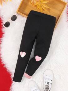 SHEIN Quần legging giữ nhiệt hình trái tim cô gái trẻ - màu đen - Xem 3