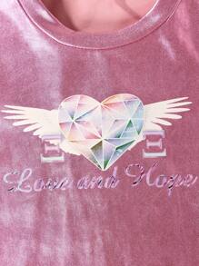 Baby Girl Heart & Letter Graphic Tee & Flap Pocket Pants - Pink - View 4
