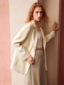 MOTF PREMIUM Cổ áo Nút đơn Áo vest - Màu vàng - Xem 8