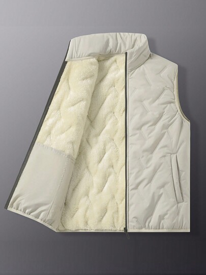 Men Zip Up Thermal Lined Vest Coat