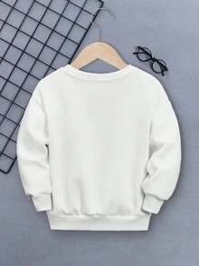 SHEIN Young Boy Slogan & Cartoon Graphic Sweatshirt - White - View 2