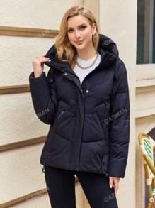 GASMAN Zip Up Drawstring Hooded Padded Coat