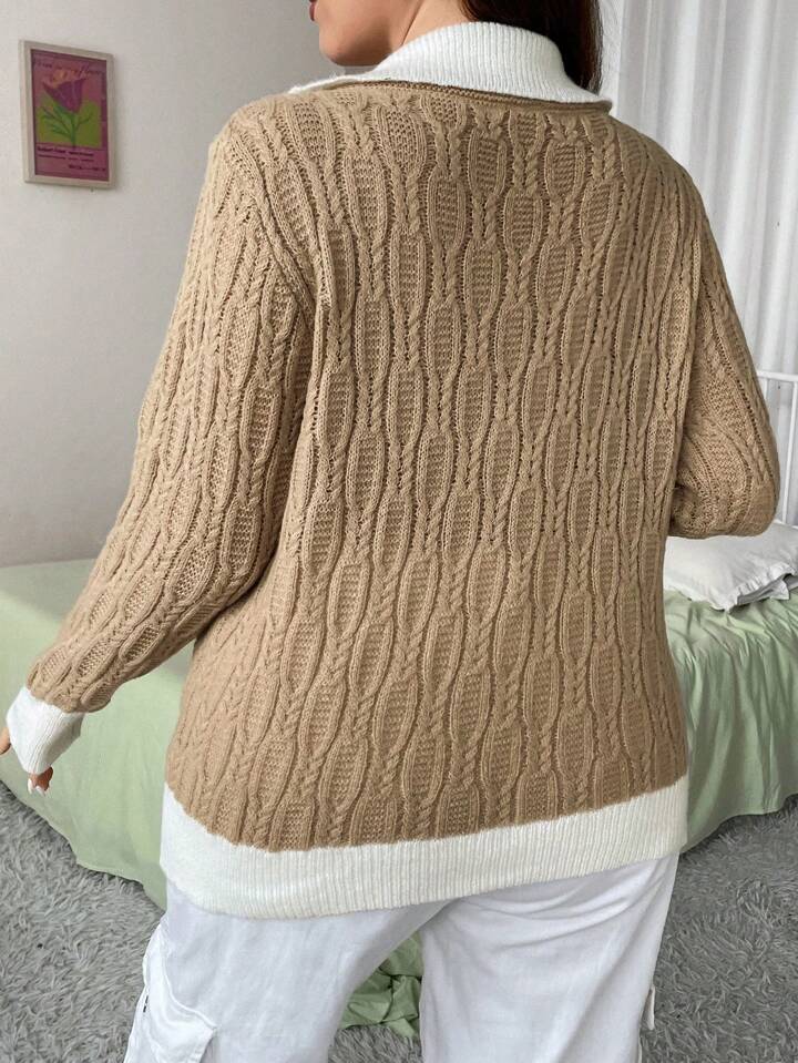 Plus Contrast Trim Drop Shoulder Sweater | SHEIN UK