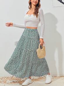 Soleia Falda con estampado floral bajo con fruncido - Multicolor - Ver 1