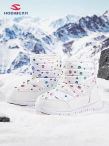 HOBIBEAR Trẻ em Mùa Đông Bốt Tuyết Ấm áp Không thấm nước Chống trượt Giày dép Đối với Con trai & Cô gái - trắng - Xem 1