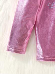 Baby Girl Heart & Letter Graphic Tee & Flap Pocket Pants - Pink - View 5