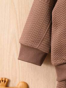 Baby Boy Letter Patched Sweatshirt & Sweatpants - Brown - View 5