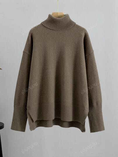 GIGOGOU Pull ample à col roulé chaud pour femmes, automne-hiver, Top à manches longues