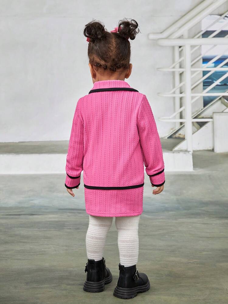 Baby Girl Contrast Binding Coat & Skirt