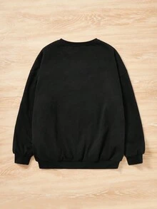 Áo thun có lót gấu bông và chữ cái tuổi teen - màu đen - Xem 2