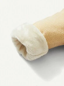 Baby Boy Solid Button Detail Cable Knit Sweater Jumpsuit - Apricot - View 3