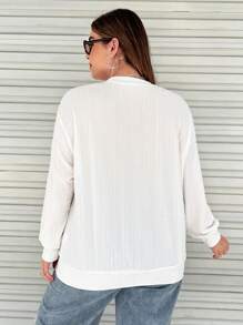 Flirla Áo nỉ tay rớt in hình trái tim, kiểu dáng mùa thu. - trắng - Xem 4