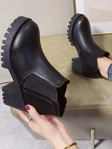 女性時尚休閒靴子適用於秋季和冬天 - 黑色 - 查看 5