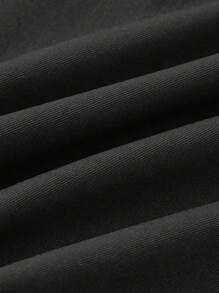 SHEIN MOD Chất rắn Nút Chân Váy xếp ly - màu đen - Xem 3