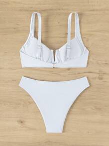 Bộ bikini có dây buộc - trắng - Xem 4