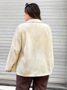 Flirla Plus Lapel Neck Flap Detail Blazer - Apricot - View 2