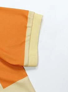 Manfinity Homme 男士條紋印花撞色POLO衫 - 亮橙色 - 查看 4