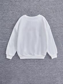 SHEIN Tween Girl Cartoon Graphic Thermal Lined Sweatshirt - White - View 2