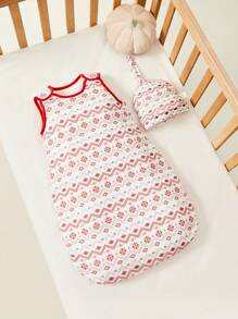 Cozy Pixies 件菱形、波浪、雪花印花帽子 + 1 件菱形、波浪、雪花印花聖誕睡袋 - 彩色 - 查看 1