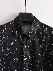 Manfinity 男士潑墨圖案襯衫&腰部抽繩短褲不帶T恤 - 黑色 - 查看 4