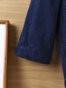 SHEIN 男小童雙口袋毛絨內襯連帽外套 - 藍色 - 查看 6