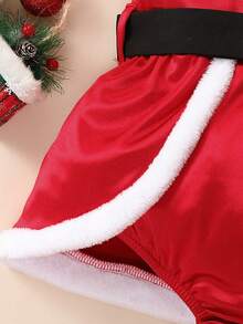 女嬰1入組撞色腰帶連身背心適用於聖誕 - 紅色 - 查看 7