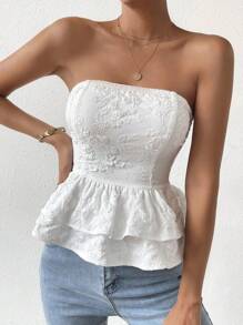 Pariaura Dệt hoa Ca-vát Backless Xoay eo Ống ngọn - trắng - Xem 2