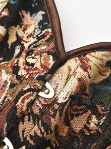 Plus Size Floral Print Backless Tie Corset Top, Suitable For New Year Party, Valentine's Day, Holiday, Easter Dress, Halloween Costume, Vintage - Black - View 3