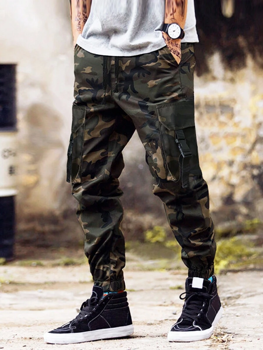 Manfinity LEGND Men Camo Print Flap Pocket Cargo Trousers - Multicolor - View 1