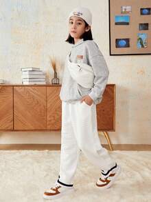 SHEIN 男大童斜口袋衍縫衛褲 - 白色 - 查看 5