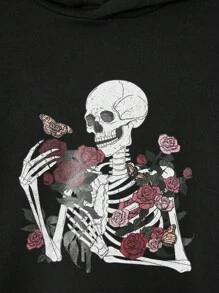 RueChic Men Skeleton Print Hoodie & Sweatpants - Black - View 5