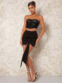 SHEIN BAE Sequin Tube Top