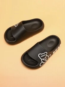 1pair Kids' Black Foam Flip Flops - Black - View 5