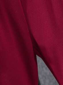 Young Girl Letter Patched Two Tone Hooded Jacket & Sweatpants Without Tee - Red - View 7