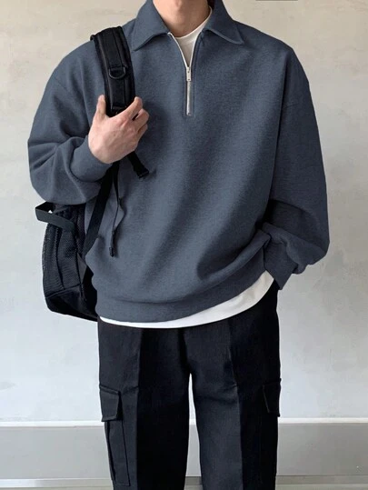 DAZY 男士四分之一拉链落肩运动衫（不含T恤）秋装